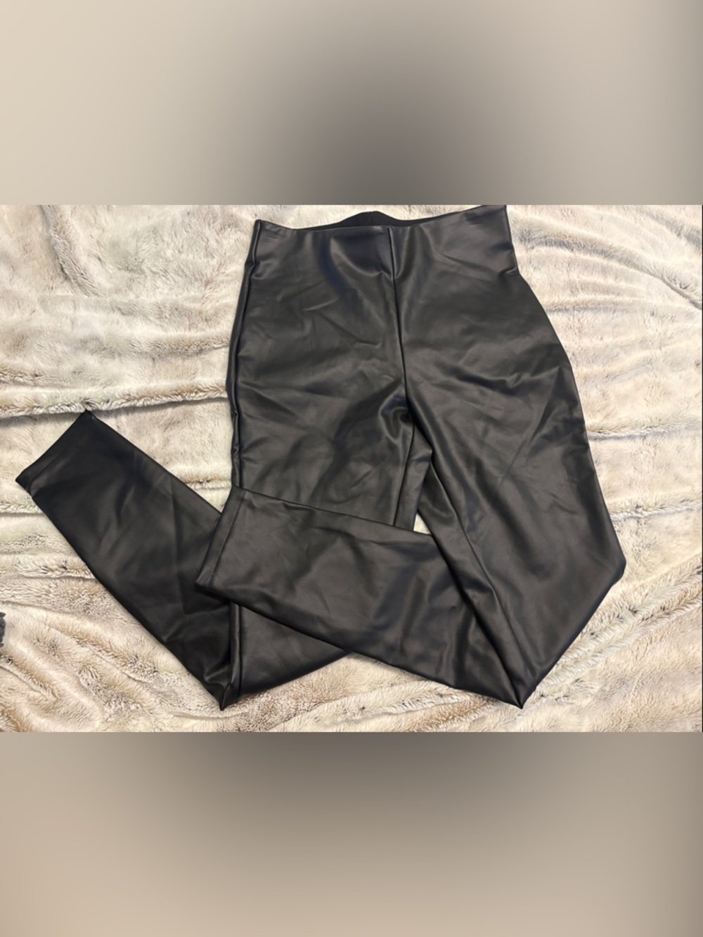 Black Faux Leather Leggings - Women's Sleek Pants